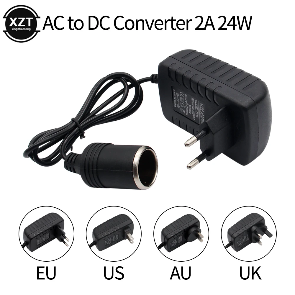 

NEWEST AC 220V to DC 12V 2A Adapter Power Supply Cigarette Lighter 24W Converter Inverter Home Car Charger US/EU/UK/AU Socket