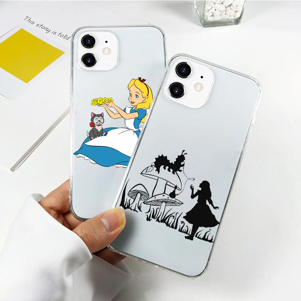 Disney A-17 Alice Nel Paese Delle Meraviglie Custodia Morbida Trasparente Ritagliata Per Iphone 14 Plus 13 Mini 12 11 Pro Max