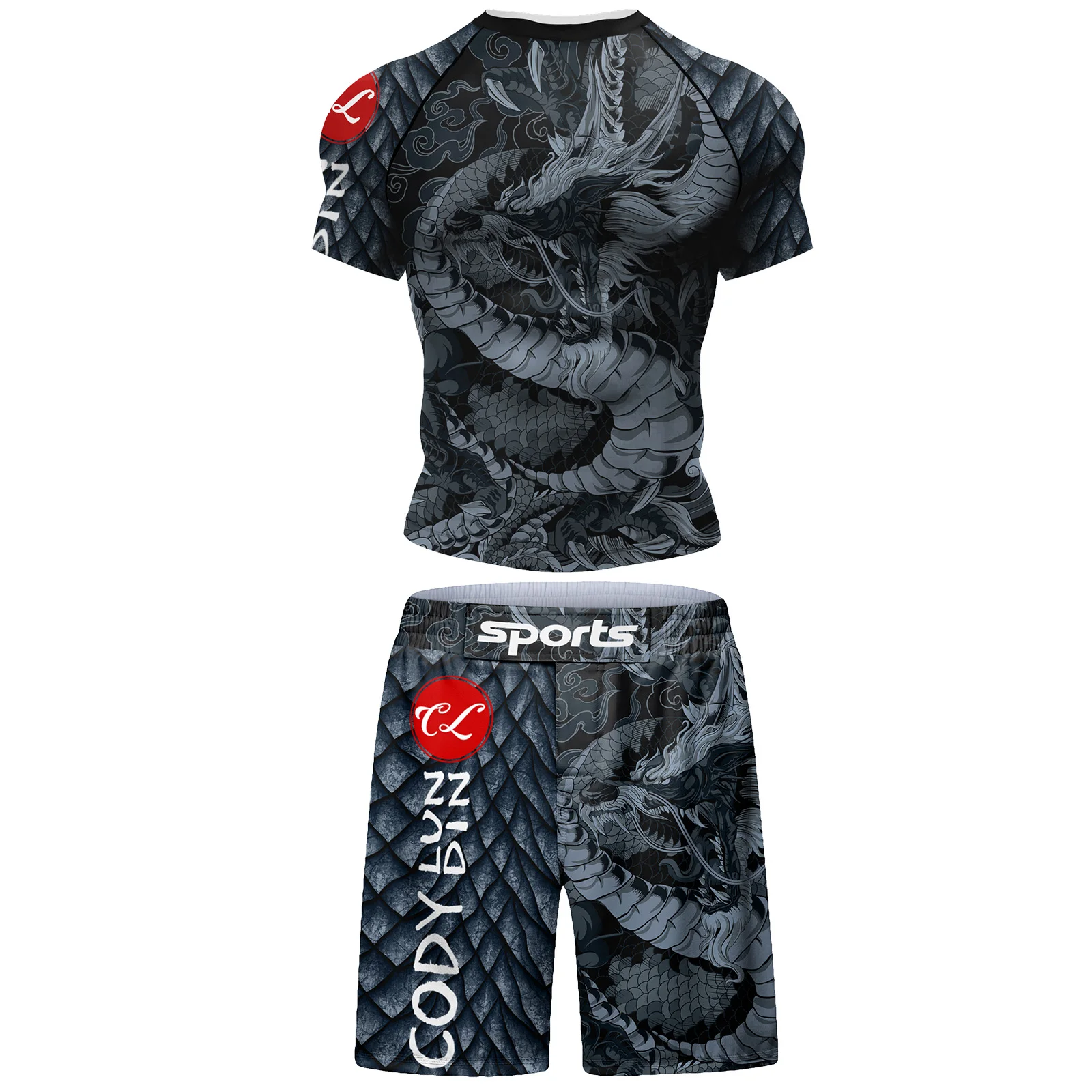 Bjj mma T-Shirt Shorts Sets Boxing sportswear rash guard sportsuits Muay Thai sublimation Gi Rashguard Clothing Sets