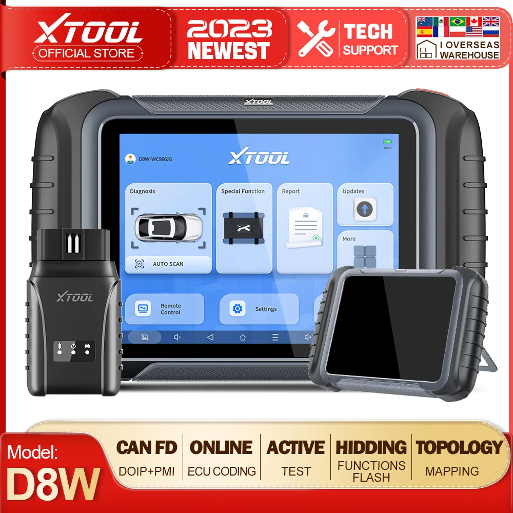 XTOOL D8 D8W 와이파이 자동차 진단 스캔 도구, CAN FD & DoIP, ECU 코딩, 양방향 제어, 38 개 이상의 리셋, 키 프로그래밍