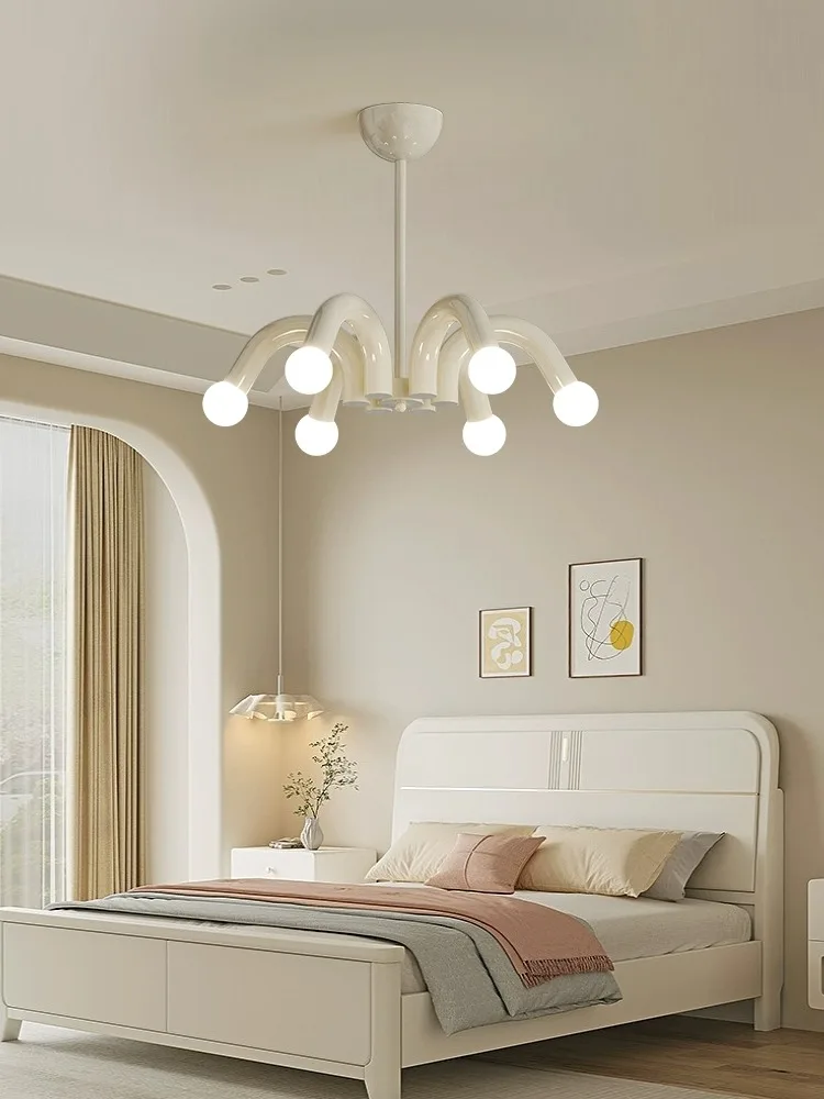 

AiPaiTe French Cream Style White/Pink/Black Iron Chandelier for Living Room, Dining Room, Bedroom Glass LED Chandelier