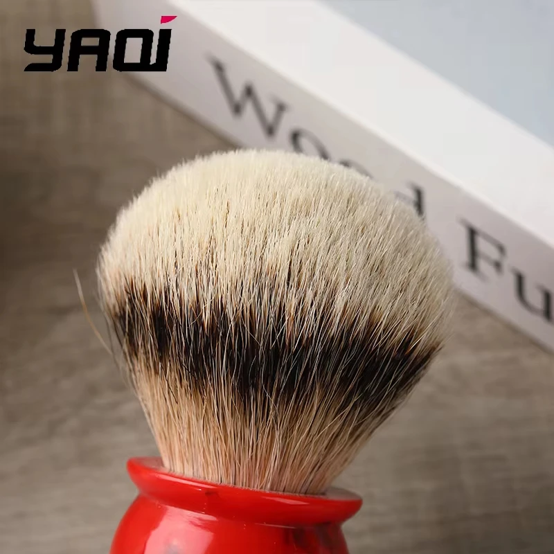 2026 플래시 세일 야키 에돔 24MM 100% 실버팁 배더 헤어 레드 레진 핸들 면도 브러쉬 (남성용)