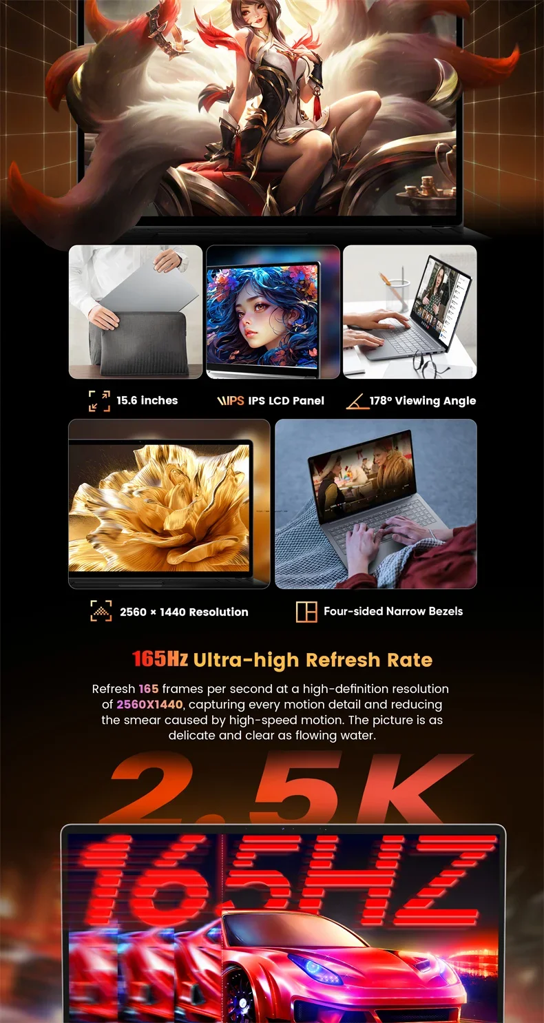 SZBOX NBOOK HX 15.6 Inch Ryzen 9 6900HX Laptop Windows 11 Pro DDR4 32GB 1TB SSD WIFI6 BT5.2 Notebook 5