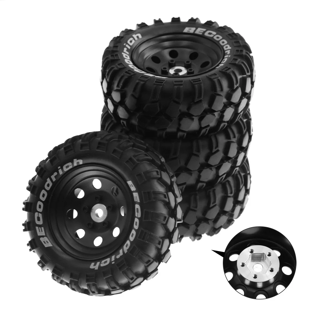 1/10 RC ũѷ ݼ    Ÿ̾, TRX4 SCX10 D90 4103 90046 FR4 FMS NT4-Black, 1.9 ġ, 4 