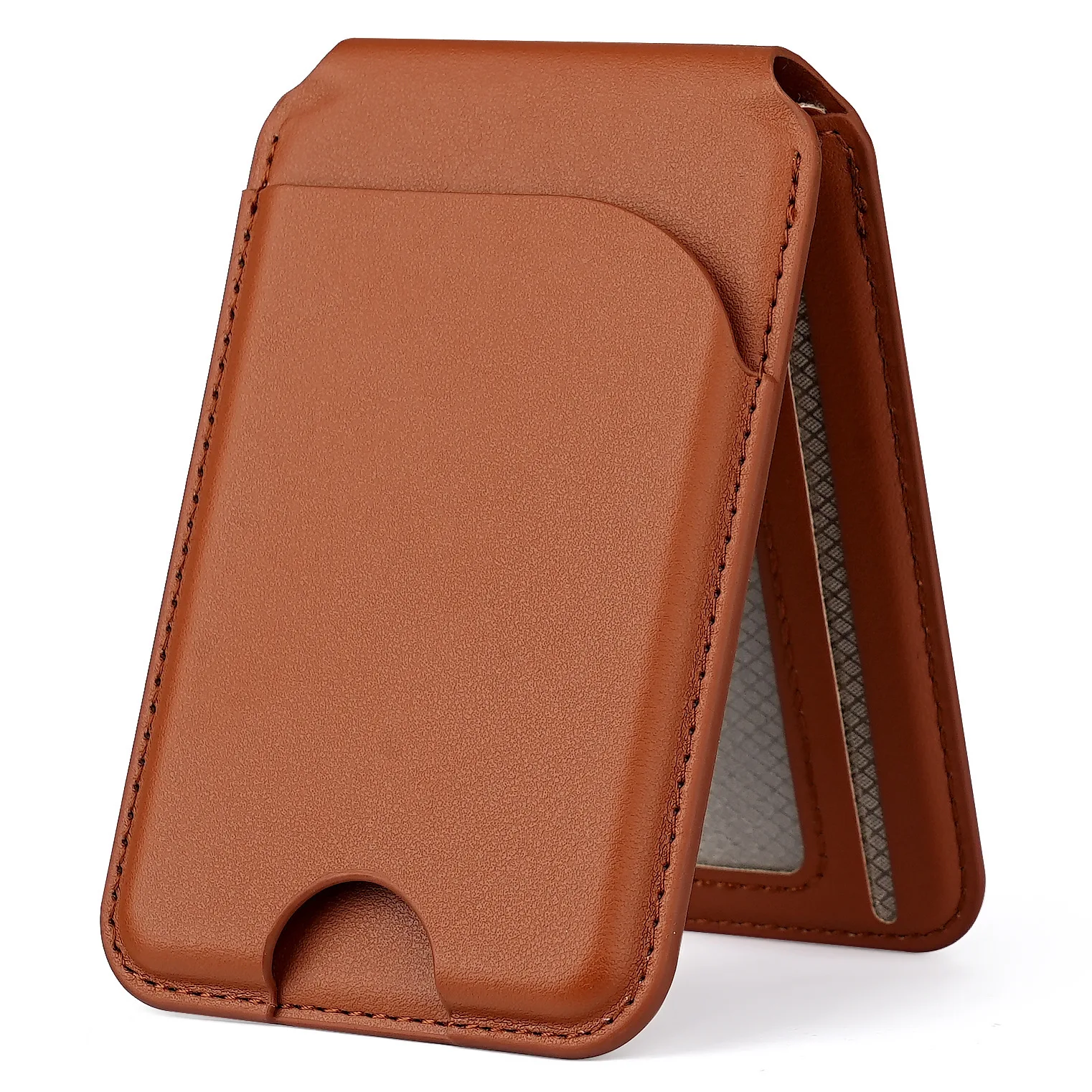 Premium MagSafe Leather Wallet with Adjustable Phone Stand & Multi-Card Pocket