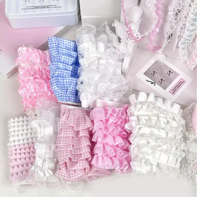 Pink Lace Strips DIY Home Lace Decor Handmade Material Card Cover Dceor Cute Sweet Plaid Strips DIY Sewing Accessories lace sewing accessories lace accessories lace decoration
