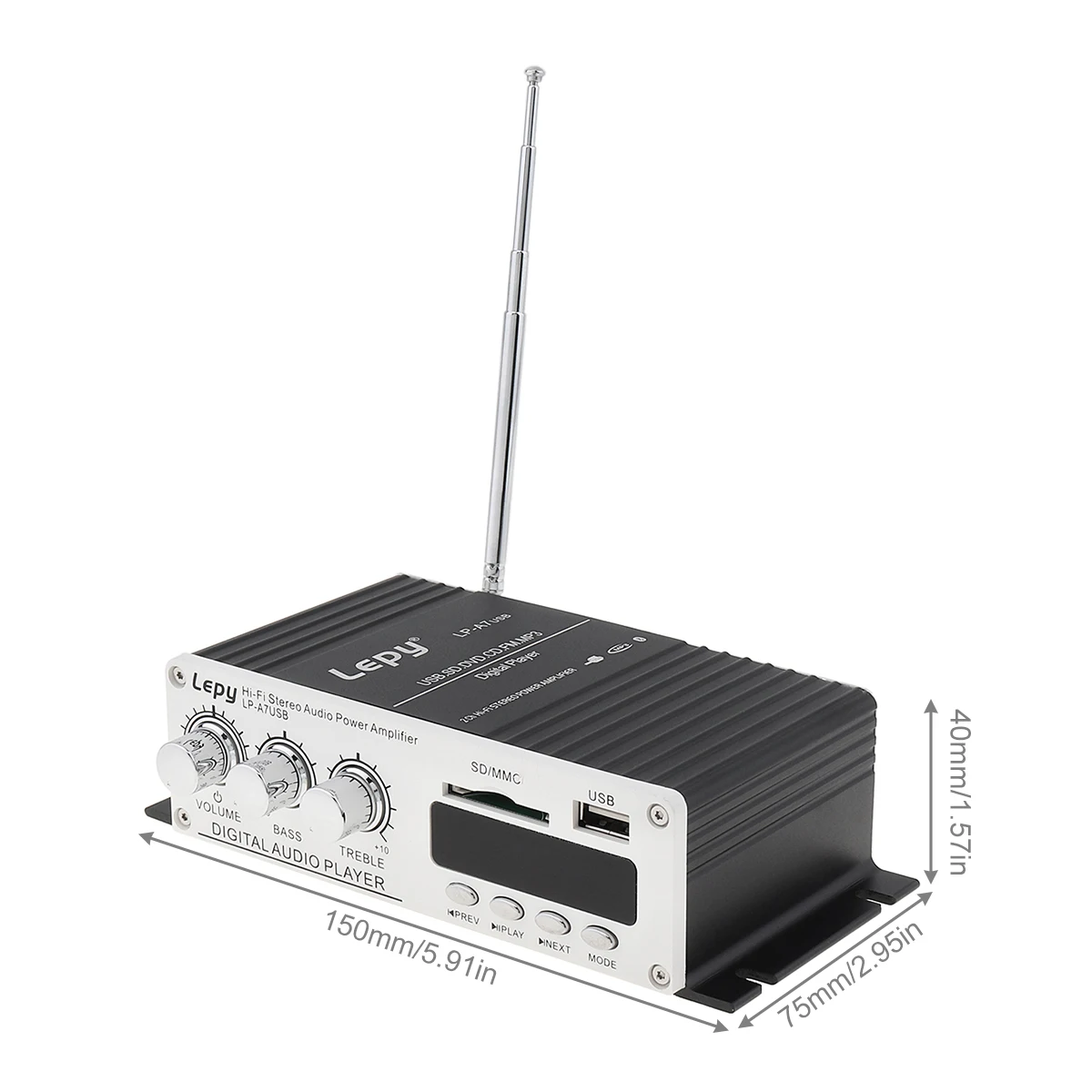 Bluetooth-compatible Car Mini Hi-Fi Stereo Audio Amplifier Auto Audio FM MP3 Player Support USB/SD/DVD/CD with Remote Controller
