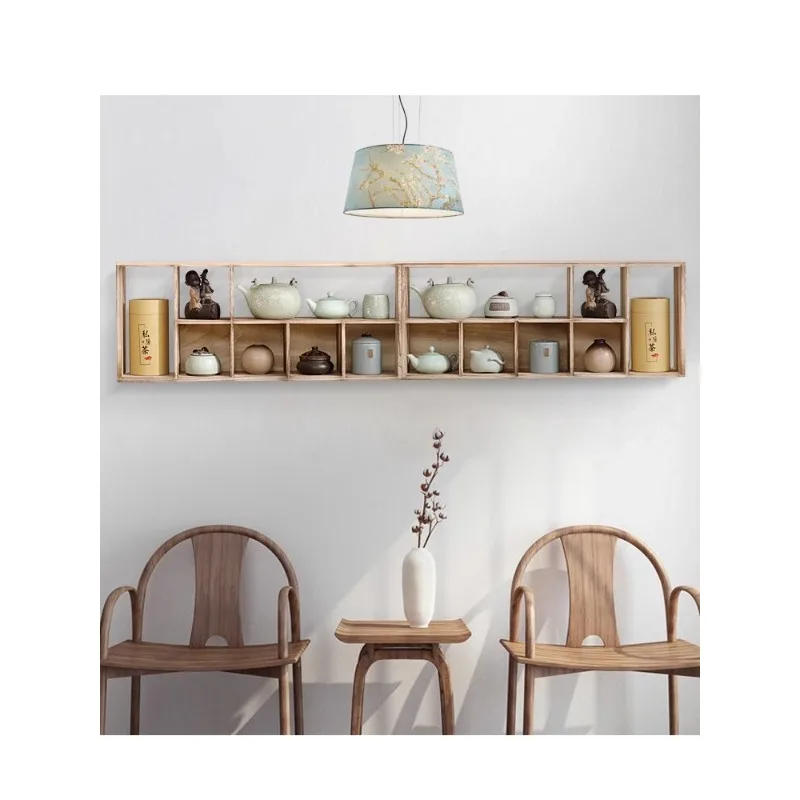 

Solid wood tea cup holder, tea set storage rack, small Bo Gu rack, Duobao Ge decoration, tea shed desktop storage rack, wall han