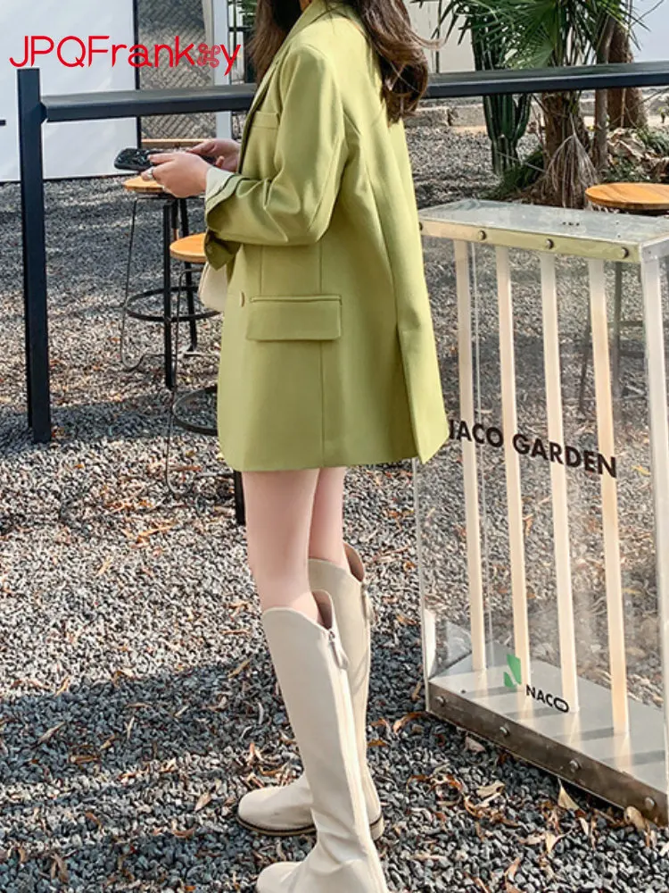 2024 Spring and Autumn New Avocado Green Blazer Women's Premium Sense Korean Version Loose Casual Suit Top Women Clothing