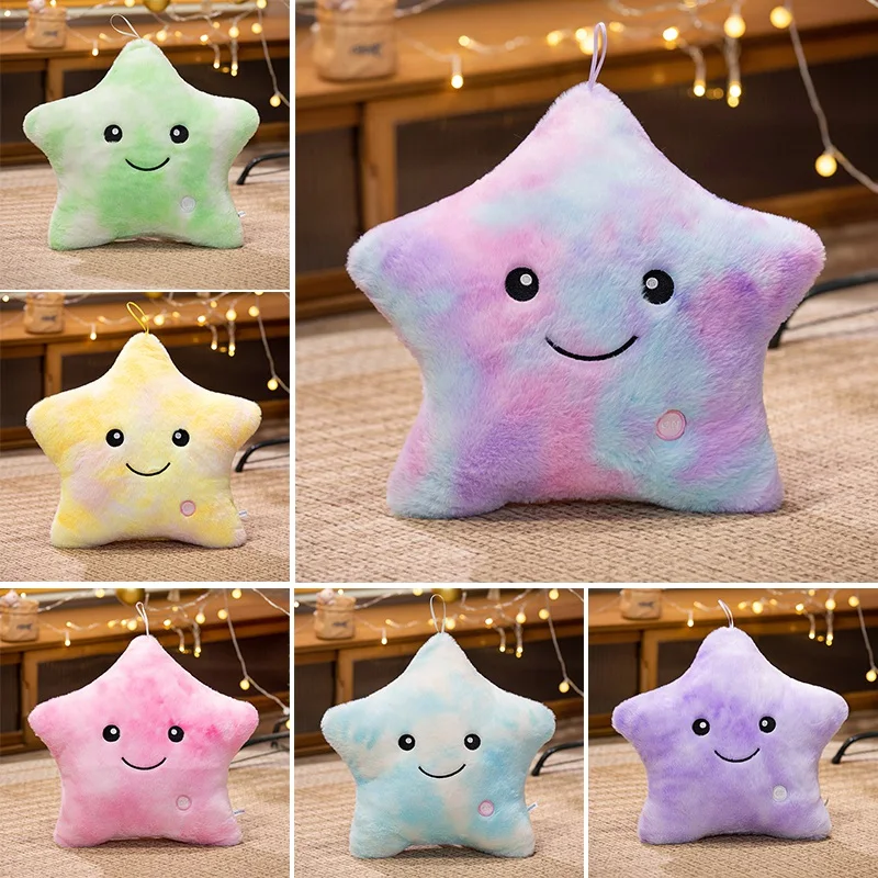 24*22CM Luminous Five-pointed Star Plush Toys Glowing Star Stuffed Soft Doll Pillow Nice Halloween Xmas Gifts 4