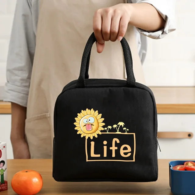 Insulated Lunch Bag  Zipper Cooler Tote Thermal Bag Lunch Box  Canvas Food Picnic Lunch Bags for Work Handbag Food Pattern 4Food017