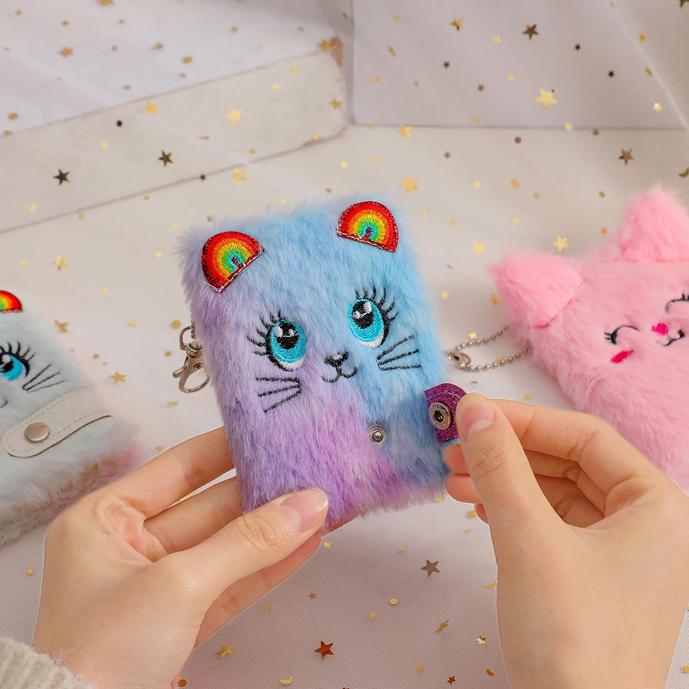 Kawaii Plush Mini Notebooks for Daily Notes Keyring Notepad