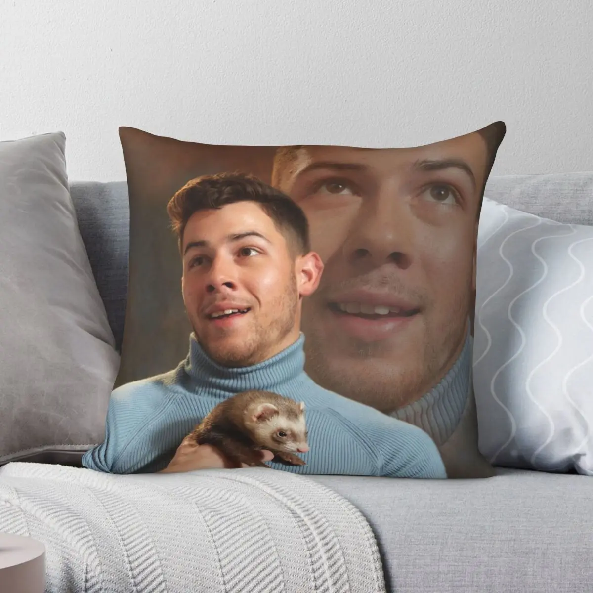 

NICK JONAS Pillowcase Polyester Linen Velvet Pattern Zip Decorative Bed Cushion Cover 45x45
