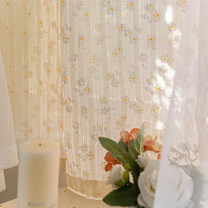OQ5M Wholesale Double Layer French Vintage Curtains American Rustic White Lace Gauze Curtains Princess Wind Balcony Floating 3