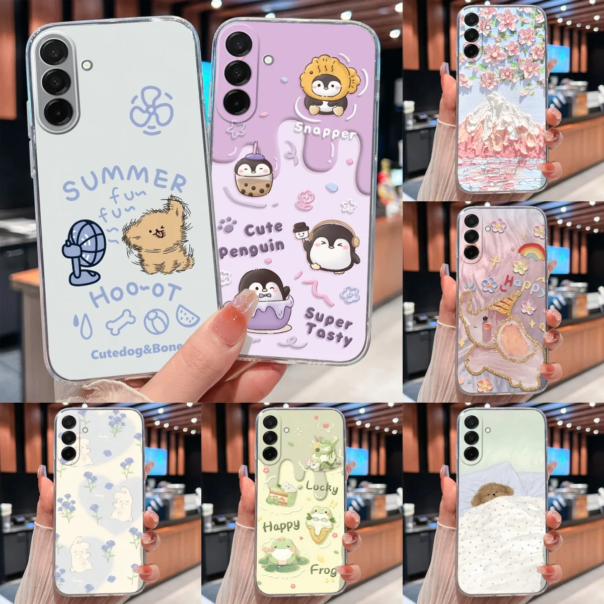 Pretty Macaron Cartoon Clear Soft TPU Silicone Shockproof Phone Case