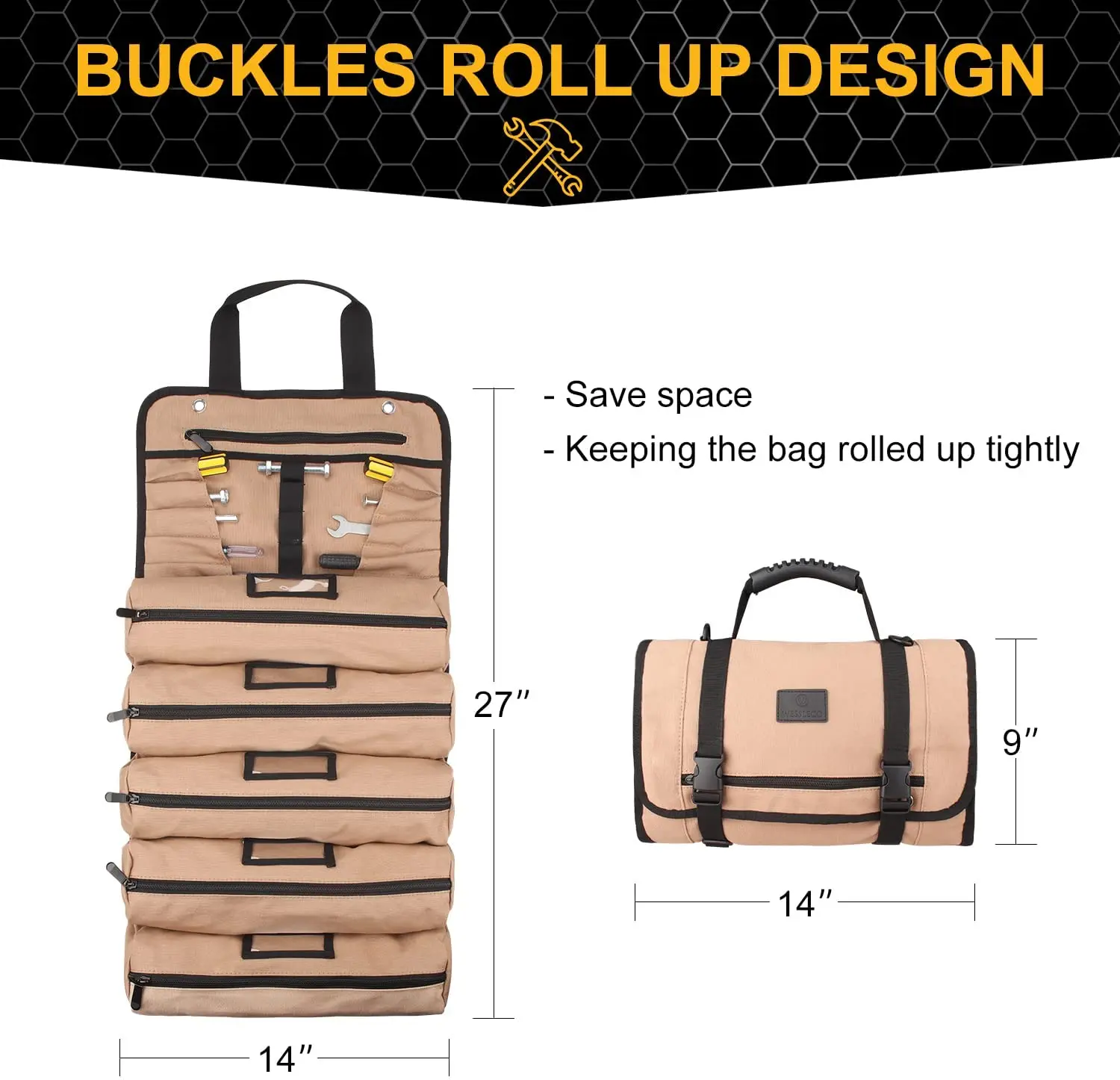 Rolling Tool Bag Canvas Roll up Tool Bag Multi Pockets Organizer Roll Up Tool Pouch for Motorcycle Electrician Carpenter Plumber trolley tool box