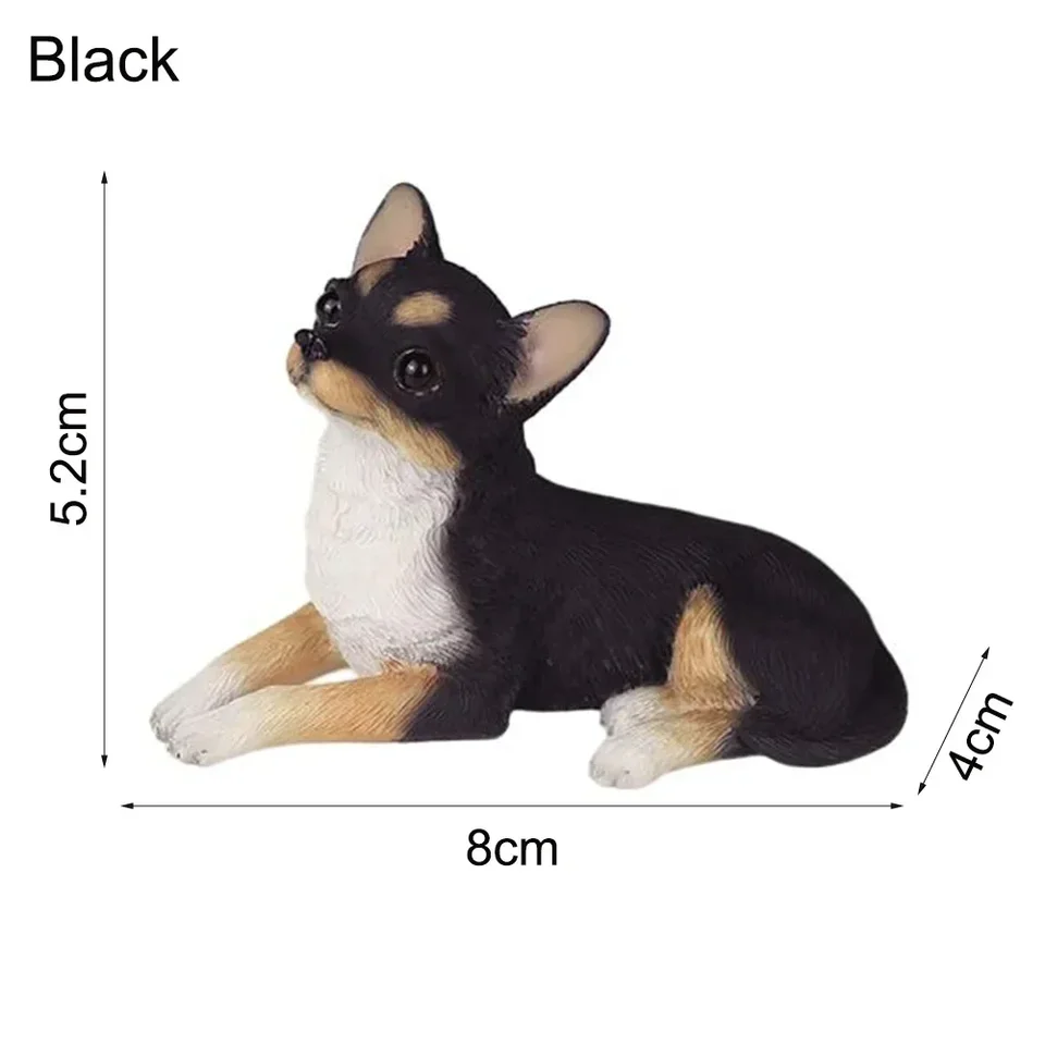 Realistische Sitzende Chihuahua-Gartenfigur – 8x4x5,2 Cm, Harz, Wetterfest, In Schwarz