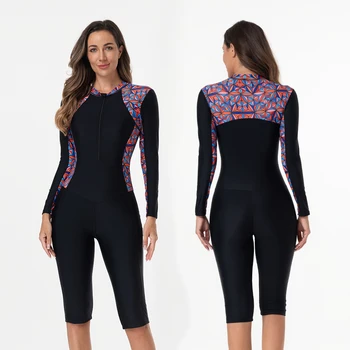 New Women Swimsuit With Sleeve One-Piece Bathing Suits Female Beachwear Sport Style Girls Swimwear Woman Surfing Suit Diving