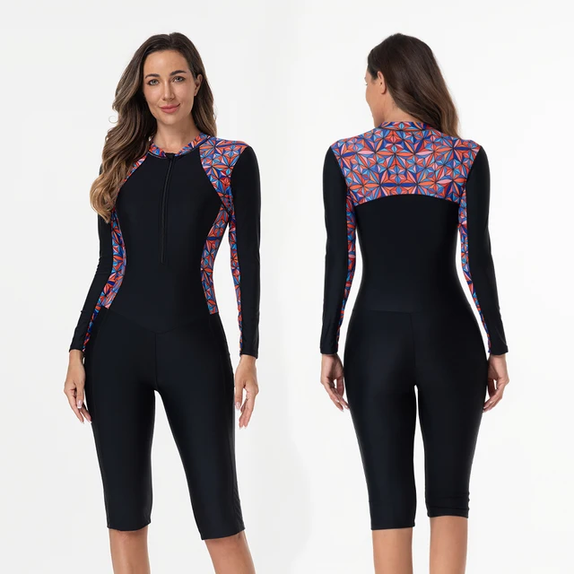 New Women Swimsuit With Sleeve One-Piece Bathing Suits Female Beachwear Sport Style Girls Swimwear Woman Surfing Suit Diving