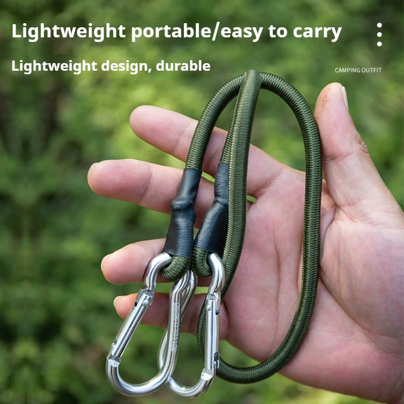 60/90/120cm Heavy Duty Bungee Ropes with Carabiner Outdoor Elastic Tie Strap String Hiking Climing Supplies Luggage Packing Rope