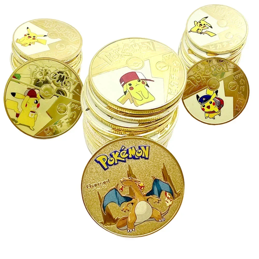 Pokemon Gold Coins Pikachu Anime Commemorative Coin Charizard, pokemon toys