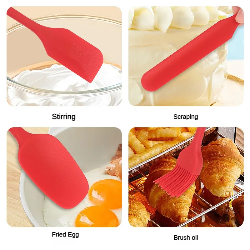 Silicone Spatula 6-piece Kitchen Baking Tool Set Cake Cream Oil Brush