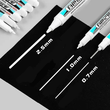 Pennarelli a vernice bianca da 0,7/1/2,5 mm - Penne bianche industriali, flusso istantaneo, nessuna necessità di scuotimento, impermeabili su metallo/vetro/plastica 1