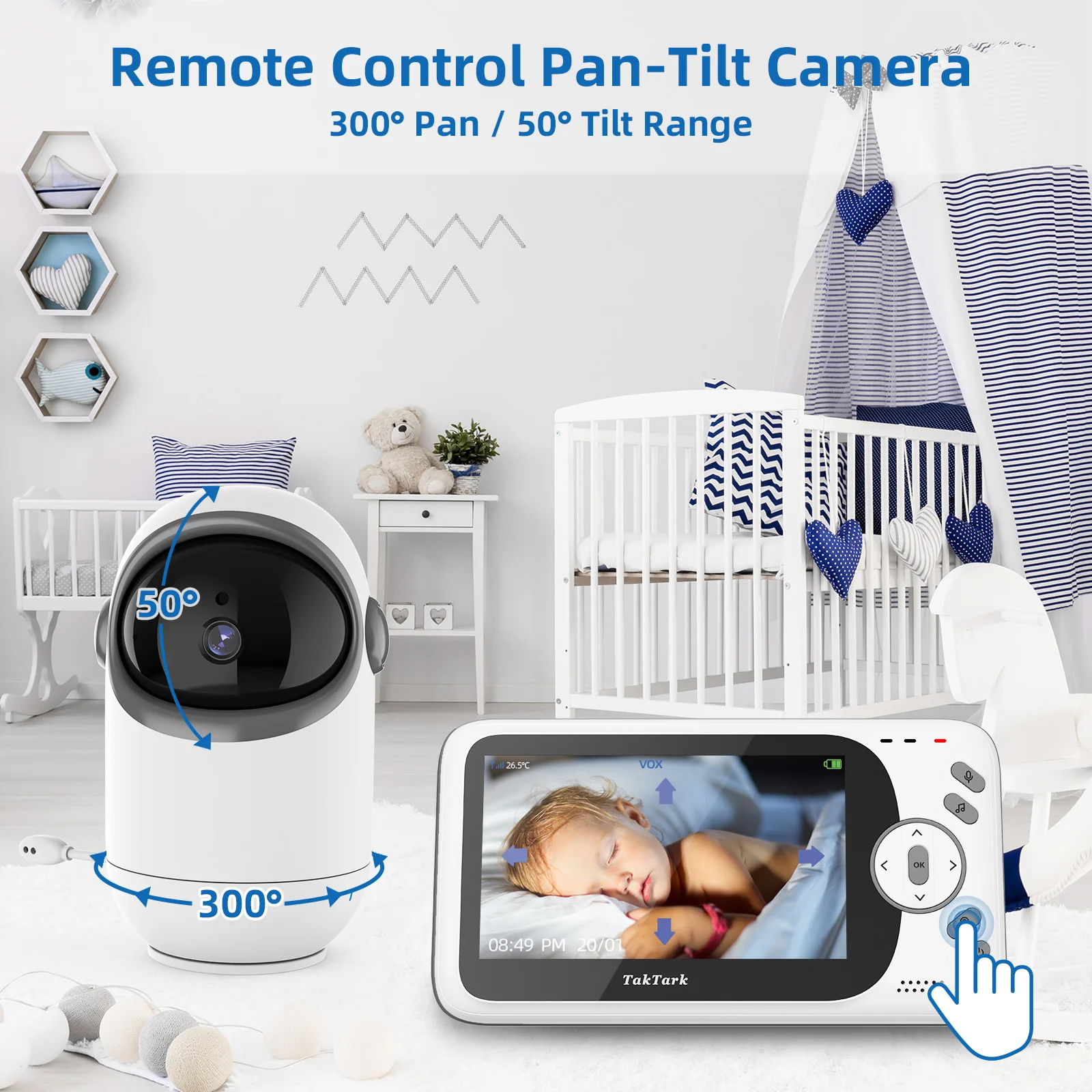 Baby Monitor with Remote Pan-Tilt-Zoom Camera, 3.5” Large Display Video  Baby Monitor with Camera and Audio |Infrared Night Vision |Two Way Talk |  Room