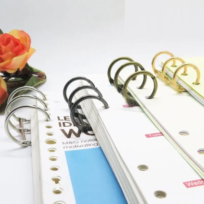 

2Pcs Metal Loose Leaf Book Binder 3 Rings For Notebook Album Scrapbook Clips DIY Three-ring Buckle Three-hole Calendar Ring