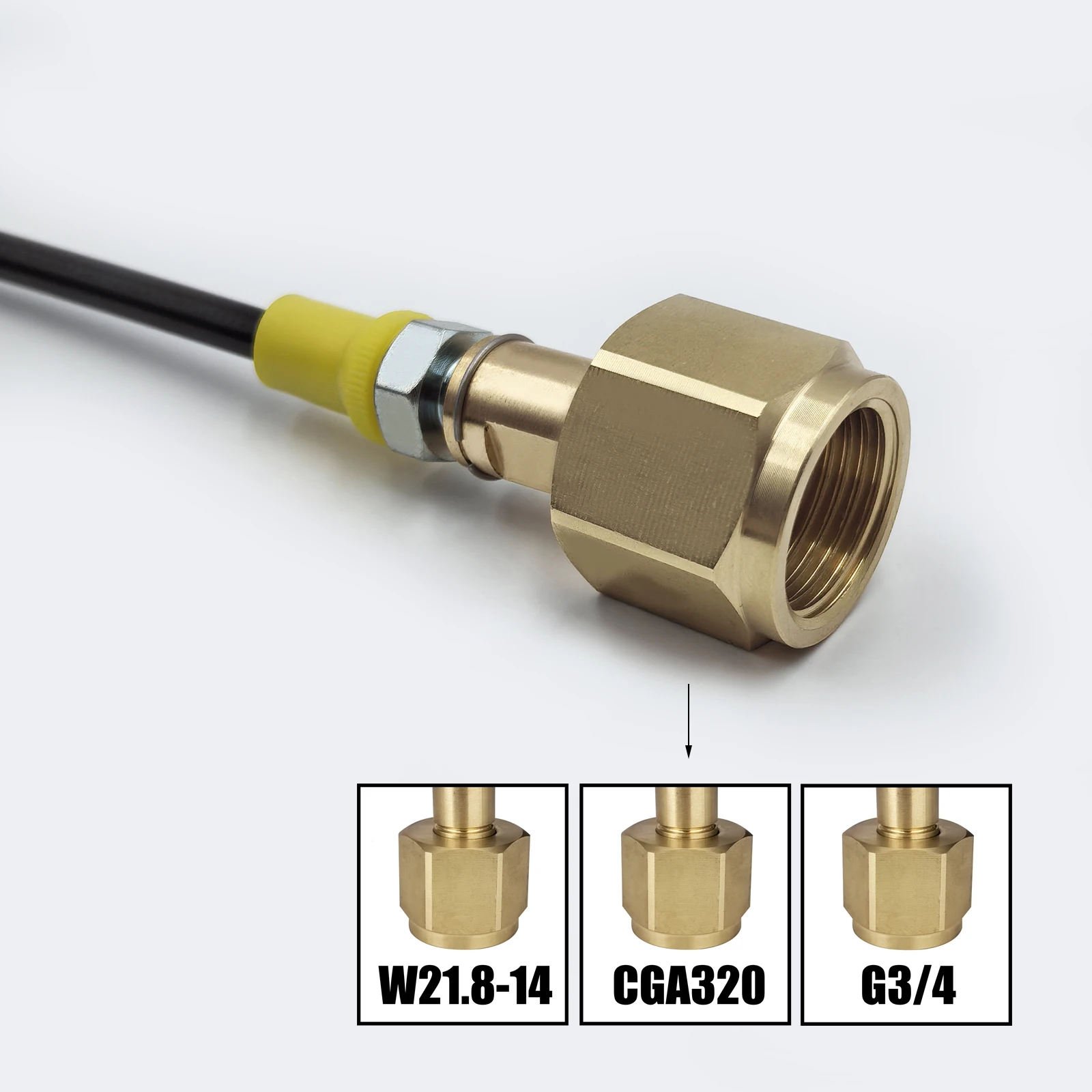 CO2 Tank Adapter Kit Soda Machine Filling To External CO2 W21.8-14 G3/4 CGA320 With Quick Disconnect Connector
