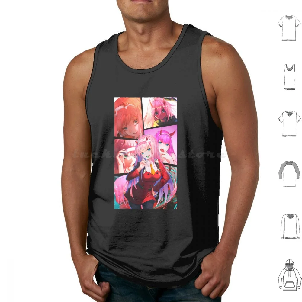 

Zero Two Collage Tank Tops Print Cotton Zero Two Zero Two Collage Waifu Manga 002 Zero 02 Franxx Darling Anime Two