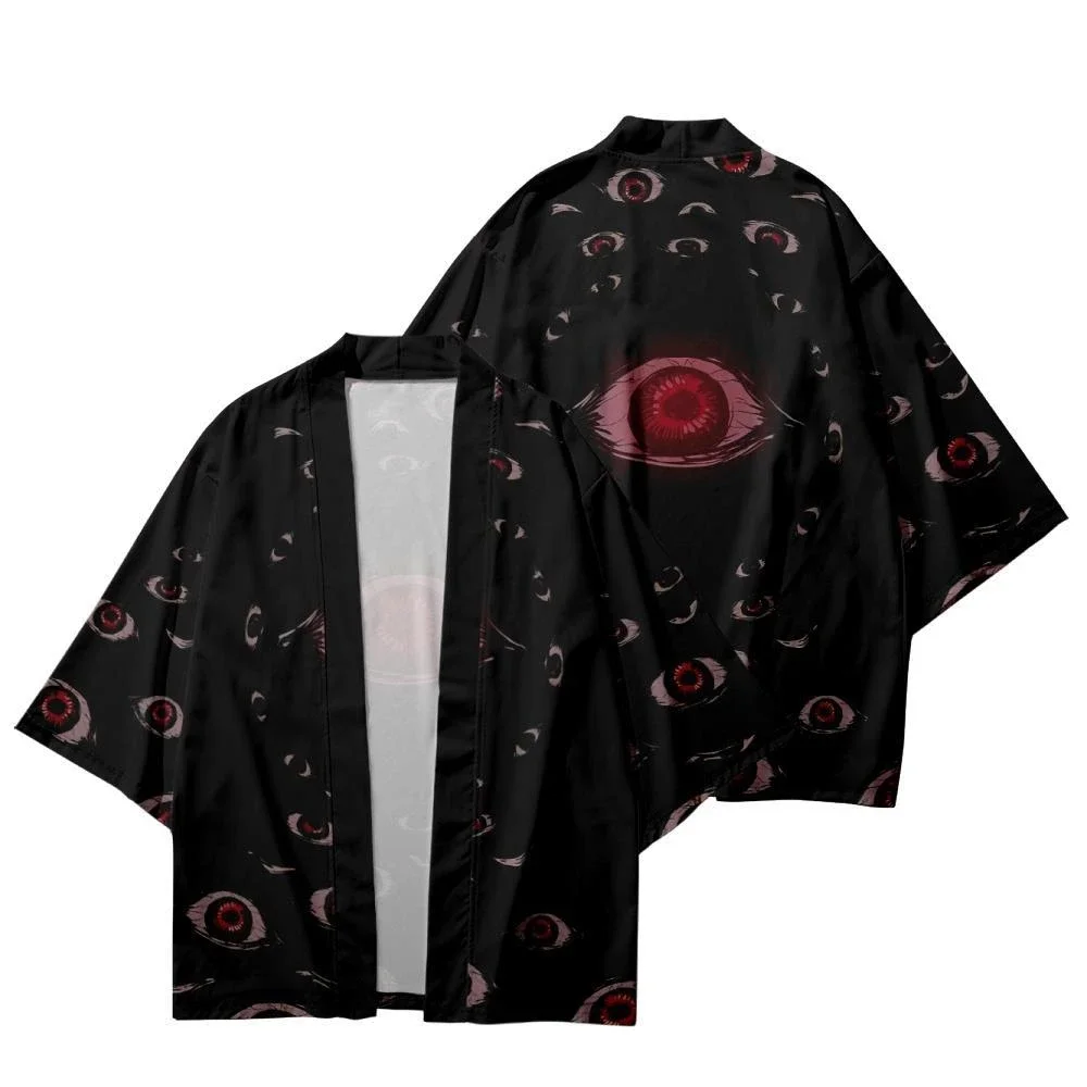 Japanese Kimono Japanese Kimono Cardigan Japanese Kimono Shirt New Design Eye Print Traditional Kimono Japanese Style Women Men Streetwear Beach Cardigan Fashion Cosplay Haori Shirts Top