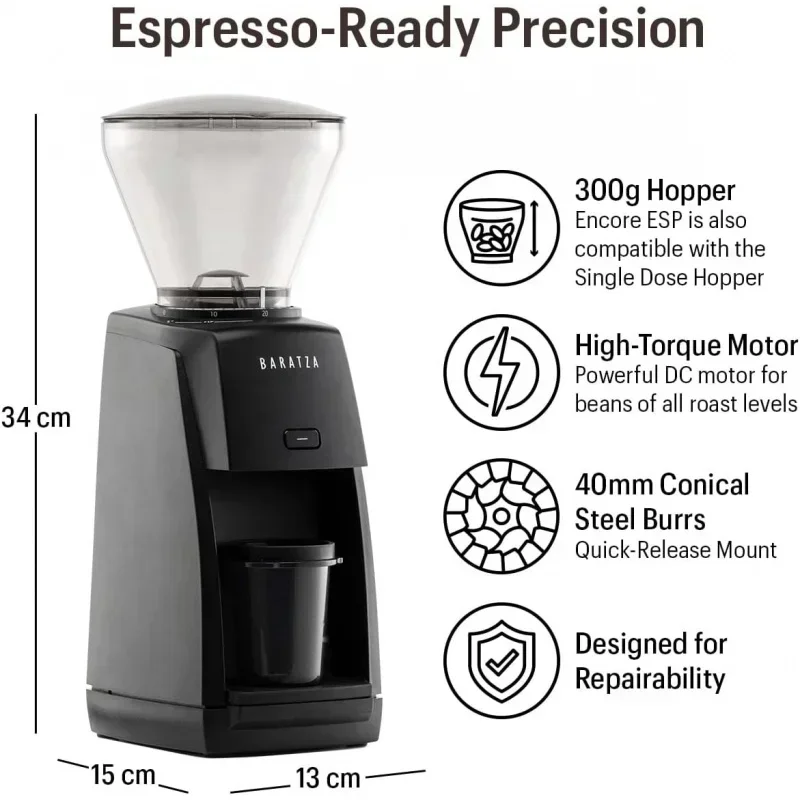 QWBaratza Encore ESP Coffee Grinder ZCG495BLK,Black 3