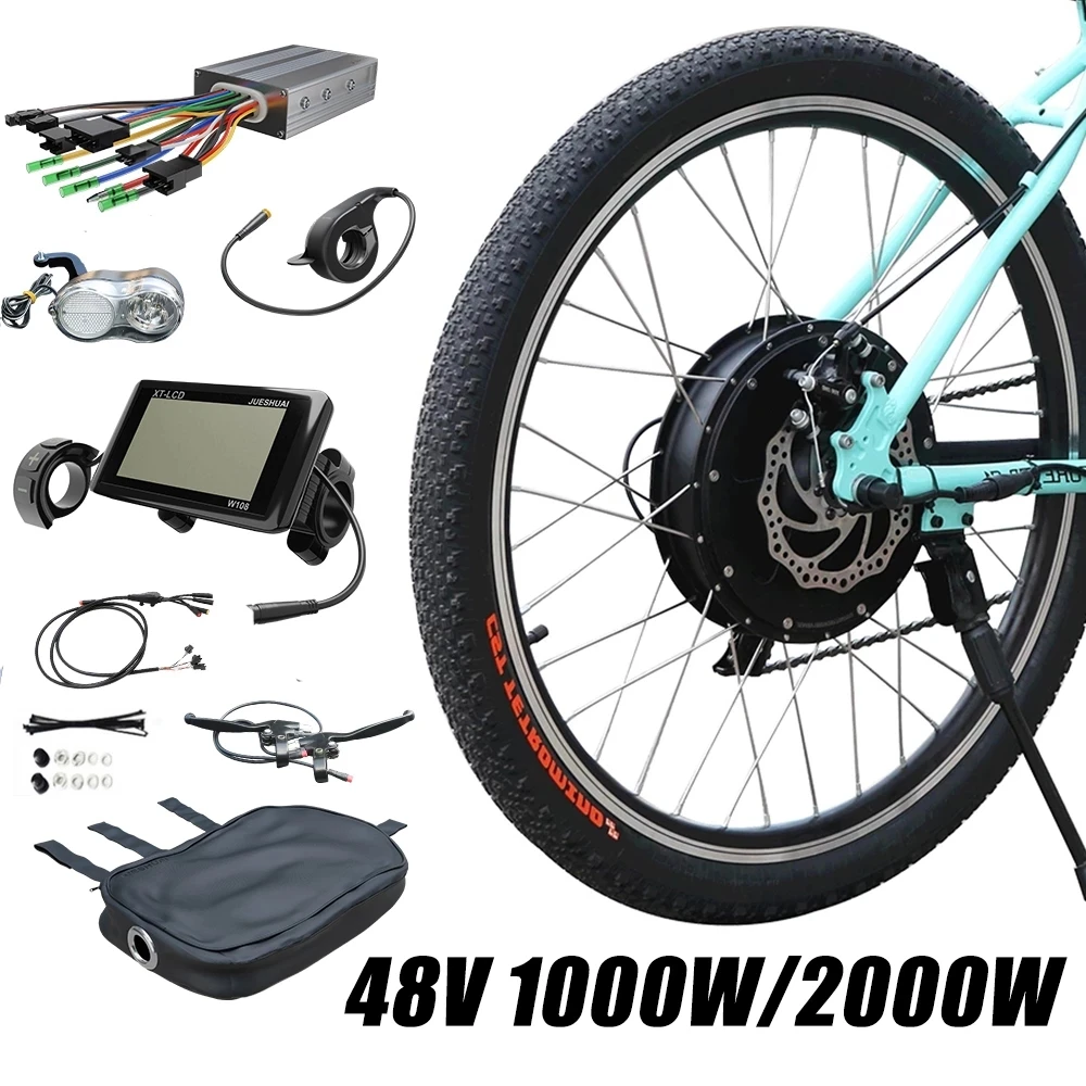 2000W Electric Bike Conversion Kit 1000W Brushless Gearless Rear Hub Motor Drive 26" 700C