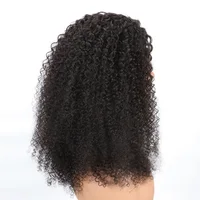 Perruque mi-tête bouclée en cheveux humains 200% densité, perruque mi-tête frisée crépue en cheveux humains 3-en-1 avec ligne de cheveux invisible et cordon de serrage sans couture 3