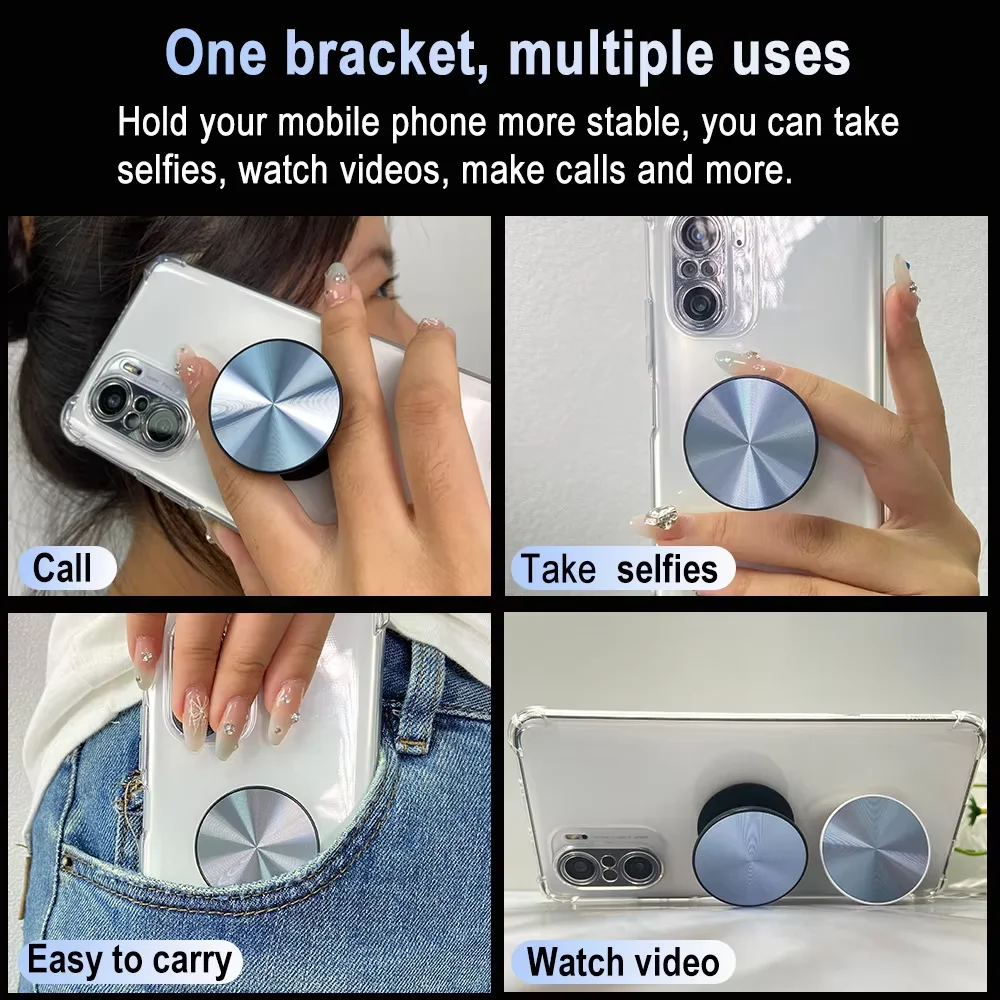 Magnetic Folding Cell Phone Grip with Safe Ring Finger Stand
