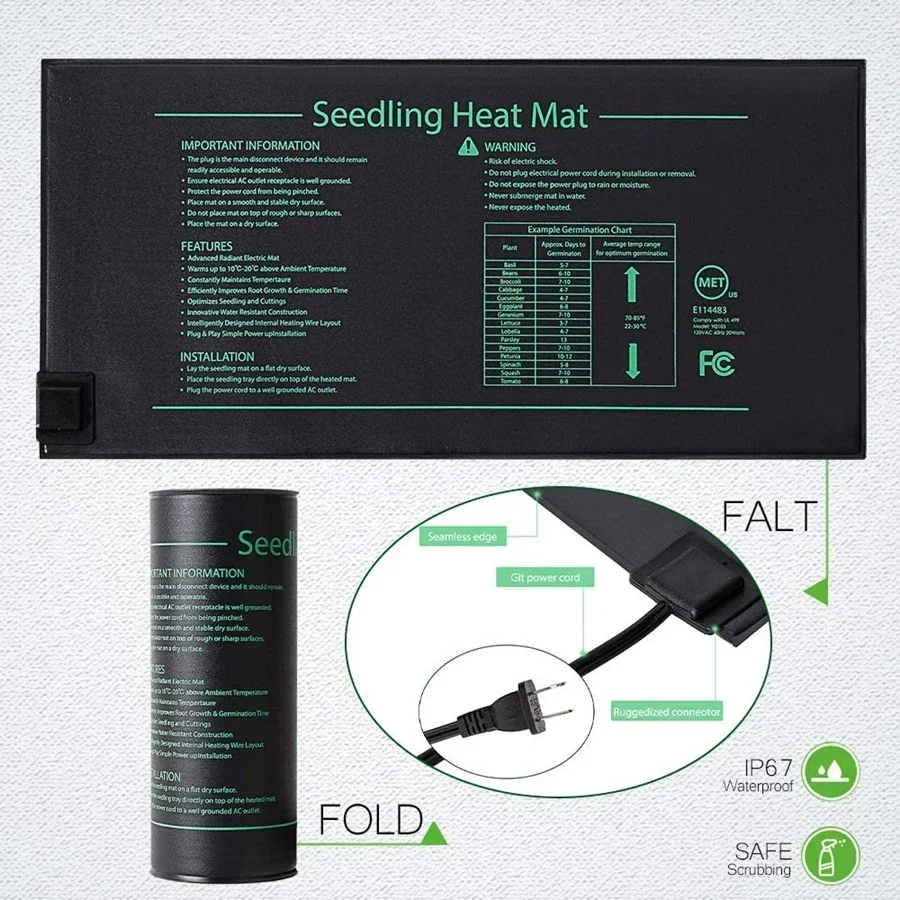 Seedling Heat Mat 4 Sizes 220V EU Plug Seedling Heat Mat Waterproof Hydroponic Heating Pad For Seed Starting Greenhouse Rooting Germination