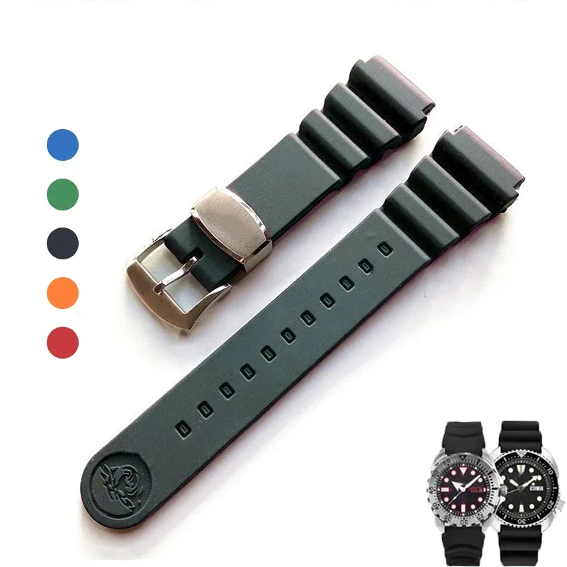 

Silicone Watchband for SEIKO Water Ghost SPR009 Soft Waterproof Bracelet Diving Strap Soild Watch Ring Buckle 20mm 22mm