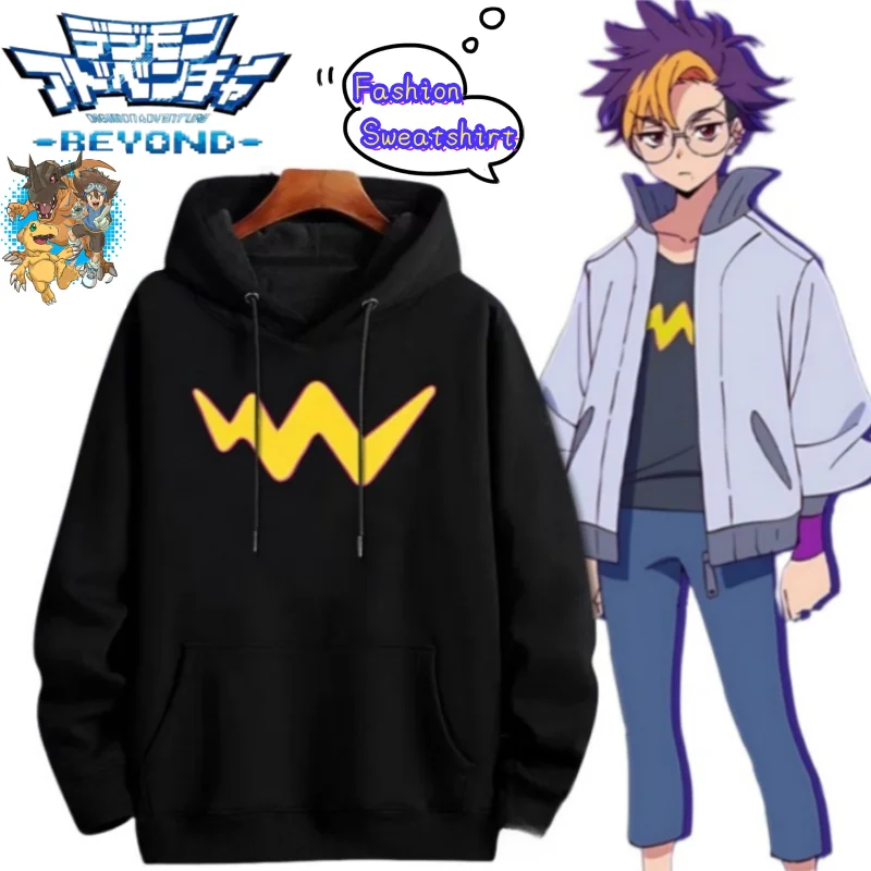 Digimon Adventure Agumon Greymon Taichi Yagami Anime Merchandise Fashion Hoodie, Herbst und Winter Plüsch warmes Kapuzenpullover