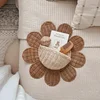 INS Sun Flower Hanging Basket Hand-woven Rattan Kids Room Decoartion Key Sundries Storage Baskets Home Wall Ornaments Props 1
