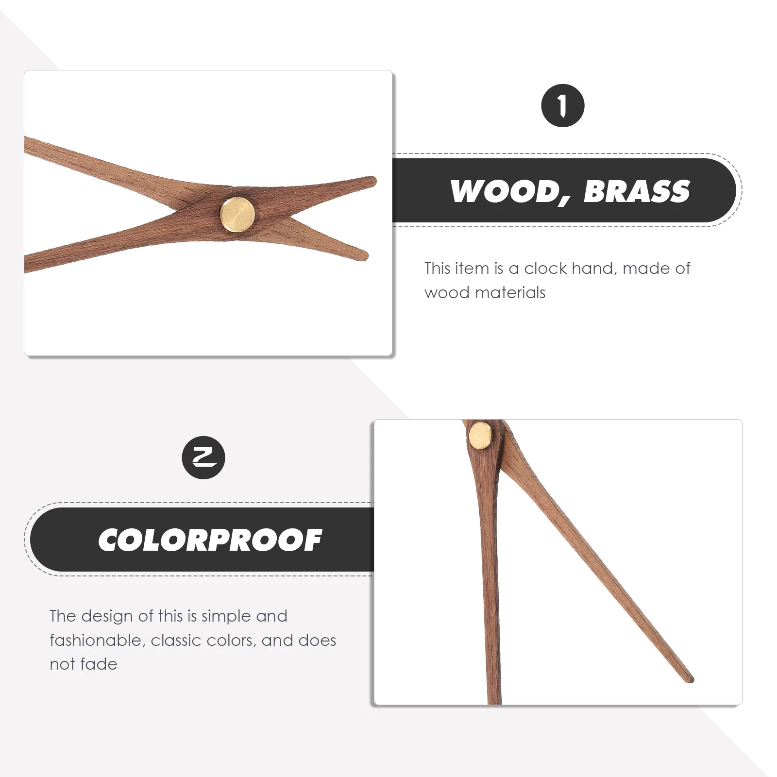 5Pcs Wooden Clock Hands Black Walnut Clock Mechanism Replacement Diy Kit Wall Clocks Hands Pointer Parts