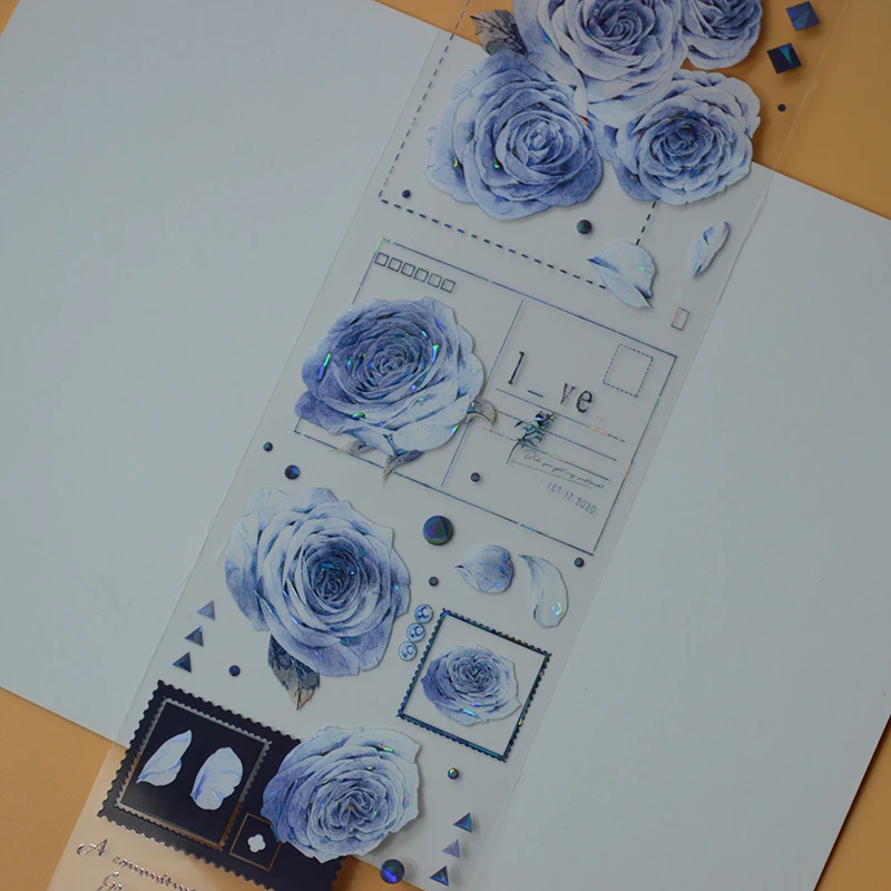 

5meter Vintage Blue Rose Shiny PET Tape