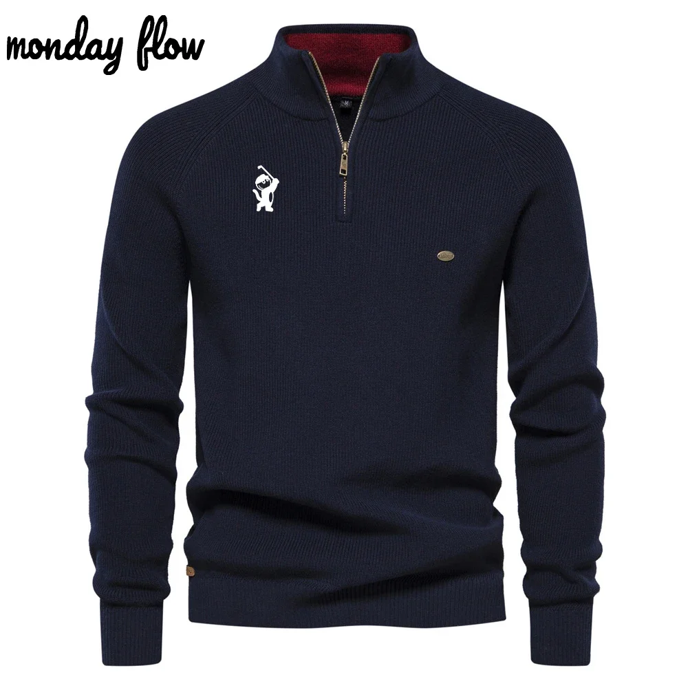 Monday Flow Autumn Golf Men's Outdoor Sports Versatile Cashmere Golf Sweater Comfortable Warm Pullover Knitted Jackets