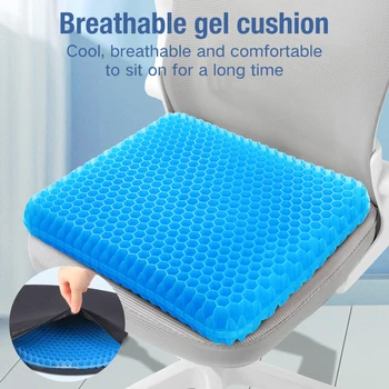 Coussin de siège en Gel, Design nid d'abeille respirant d'été pour soulager la pression, douleur au coccyx pour la maison, le bureau, les fauteuils roulants et les voitures 1