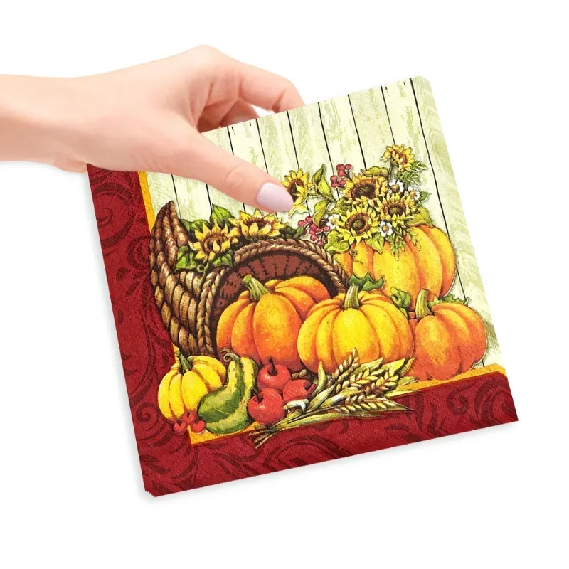 Summer Halloween Pumpkins Autumn and Winter Coloured Napkins Unscented Virgin Wood Pulp Printed Tissue Paper Party