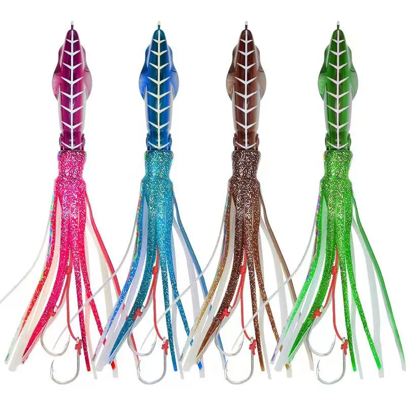 

Trolling Fishing60g100g150g200g Slow Jigging Metal Head Octopus Skirt Jigging Lure Bait pesca Fishing Lure Hard Bait