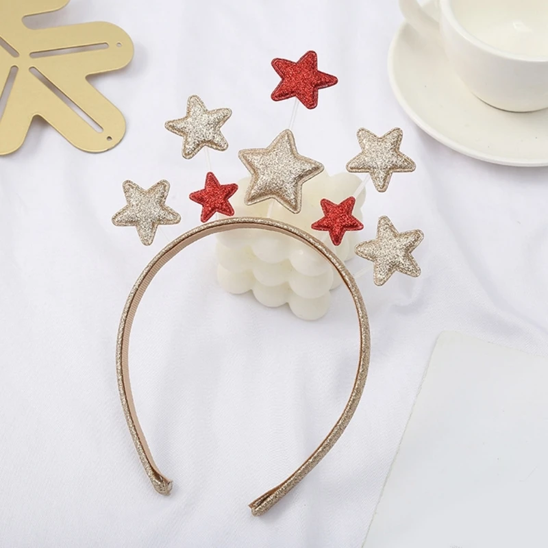 

Women Xmas Five-pointed Star Headband Girl Shinning Live Broadcast Hair Ornament Drop Shipping