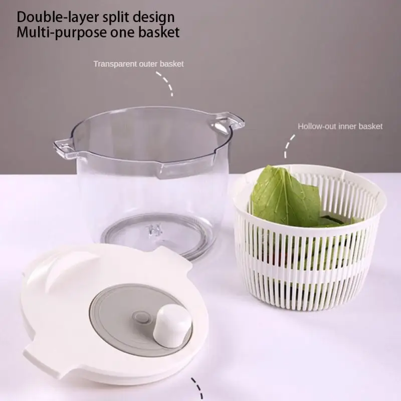 Vegetables Salad Spinner Lettuce Leaf Vegetable Dehydrator Greens Washer Dryer Drainer Crisper Strainer For Washing Drying Leafy