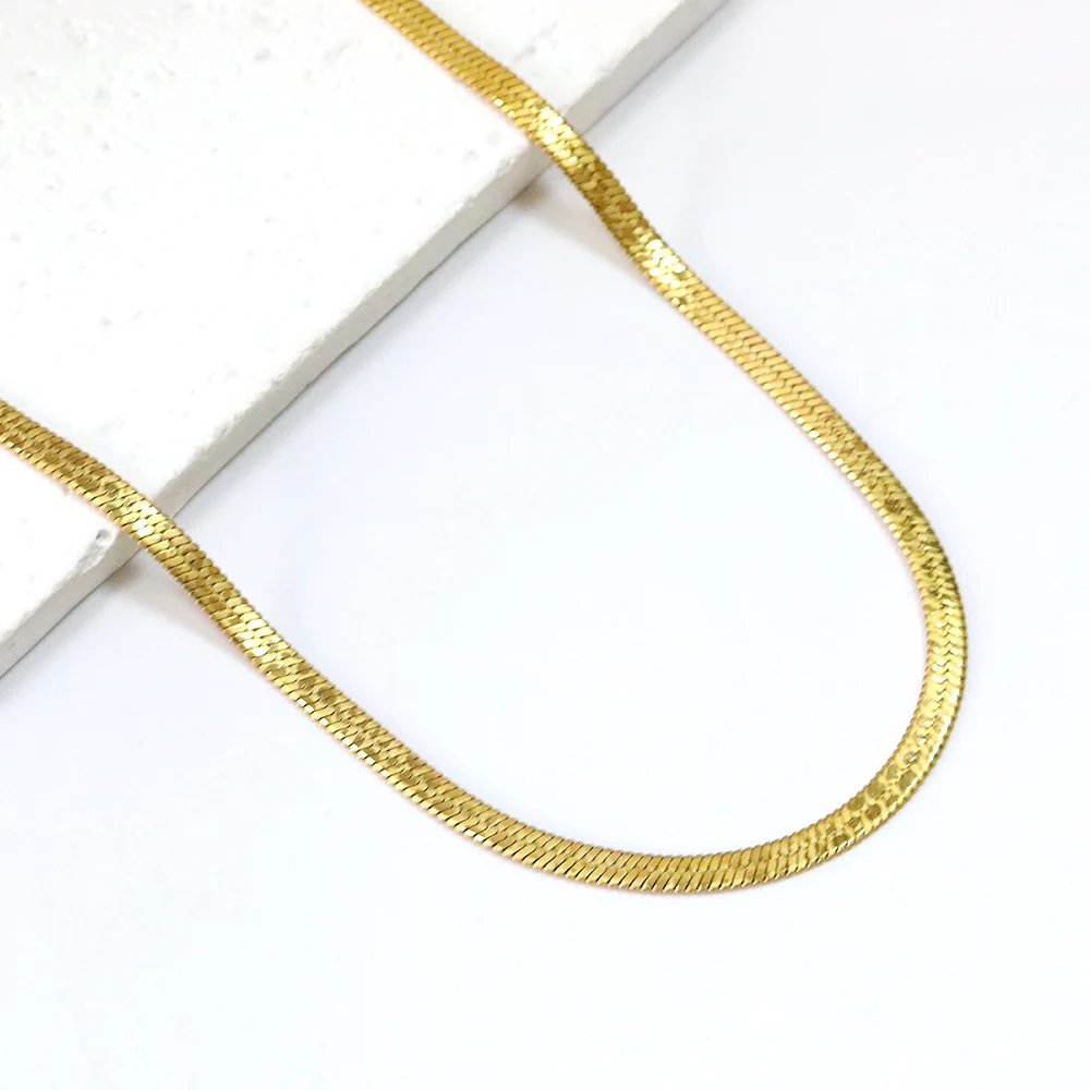 Only Faith Collana Piatta A Serpente In Acciaio Inox Dorato Donna Girocollo Catena C 567135