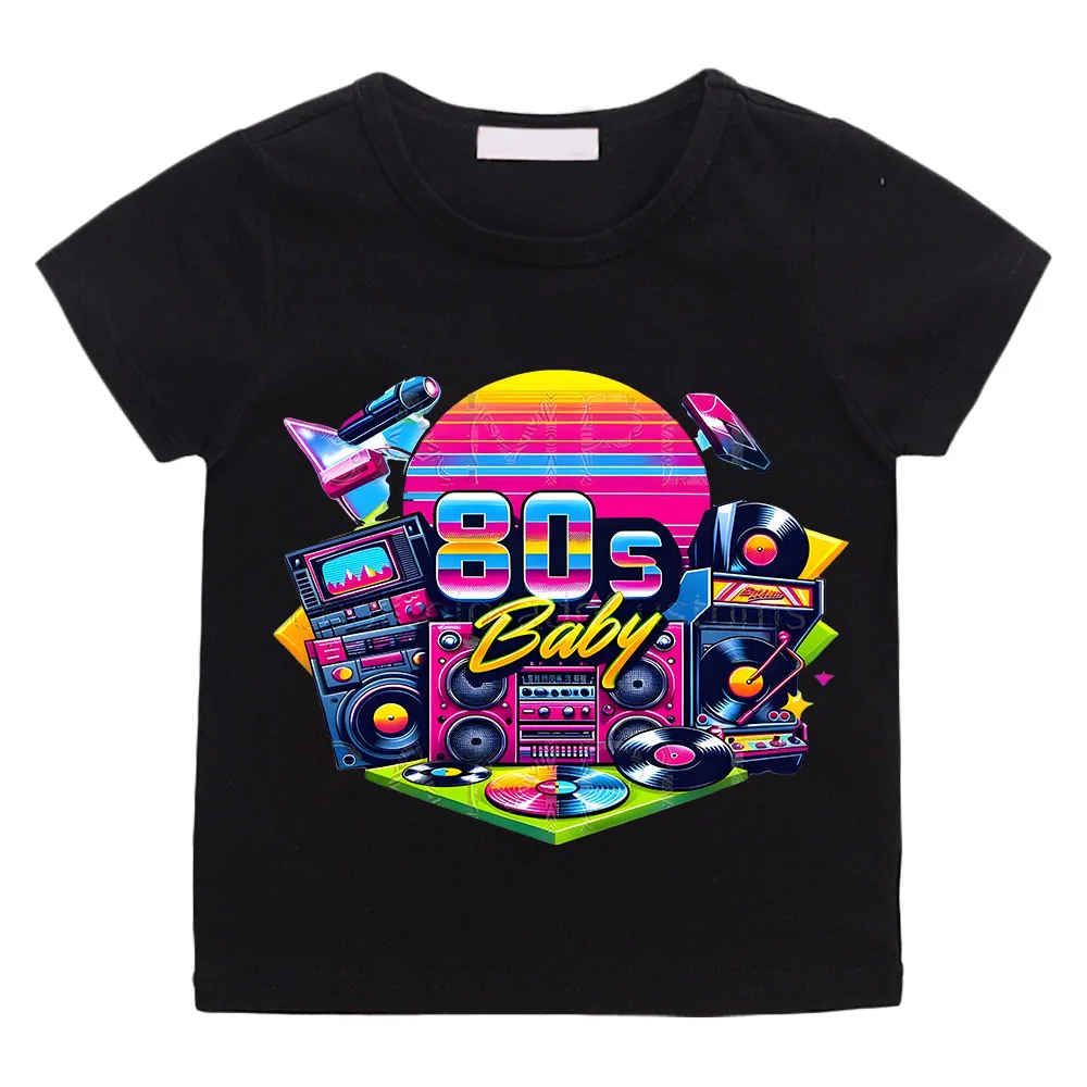 80S Baby Music Printing T Shirt Hip Hop Print Kids T Shirt Boys Cartoon Short Sleeve Baby Girls T Shirt Children's Clothes Y2k 4